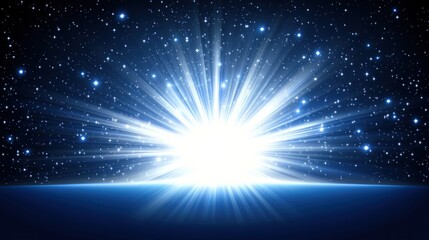 Fototapeta premium Radiant burst of light against a starry night sky.