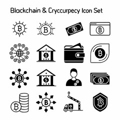 Professional blockchain cryptocurrency icon set isolated on white