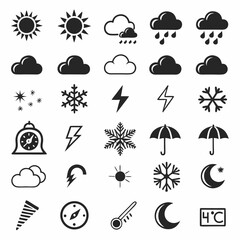 Weather icons set sun rain snow lightning