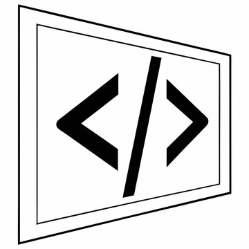 Code brackets on screen digital technology programming
