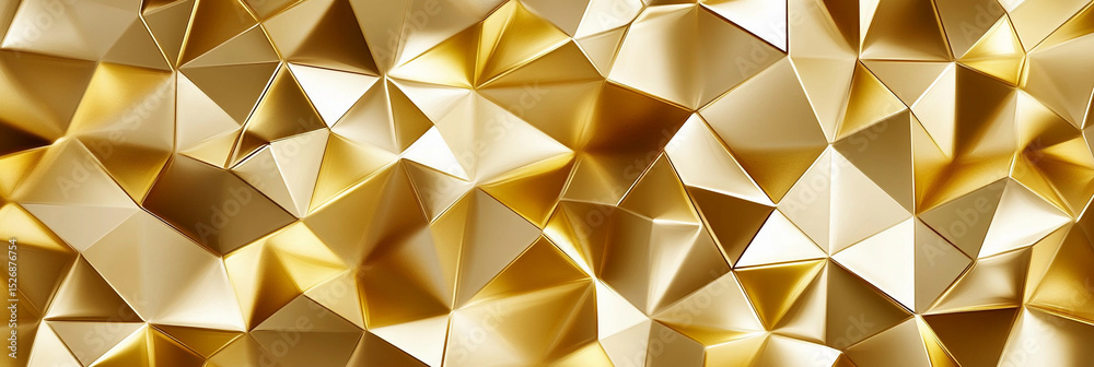 Poster Abstract gold polygon design creates elegant visual texture Generative AI
