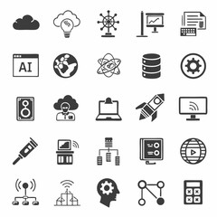 Professional technology icons set isolated on white background