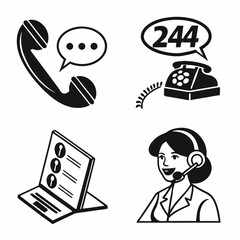 Professional customer support icons set transparent background