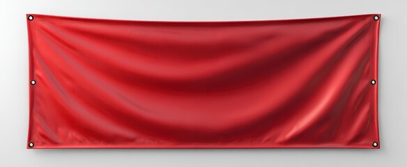 The vibrant red banner with a smooth fabric texture and blank space.
