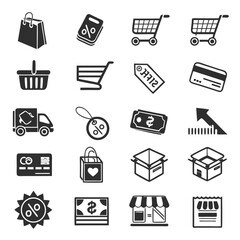 Shopping cart icons set e commerce retail sale