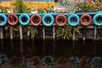 Colorful Tire Art Installation by La Cocha Lagoon, Nariño
