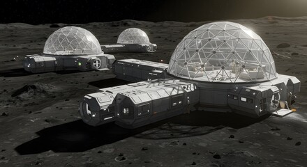 A moon base with domed habitats