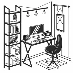 Professional home office workspace design illustration