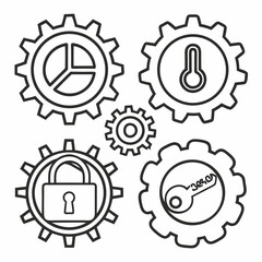 Interlocking gears security system technology concept