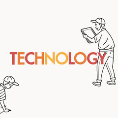 Technology advancement young boys using tablet digital devices