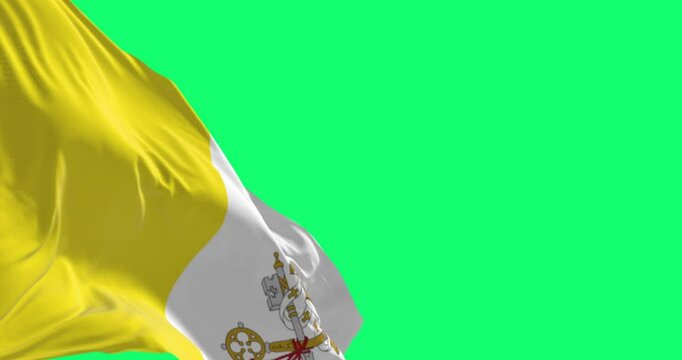 Vatican City national flag waving isolated on green background