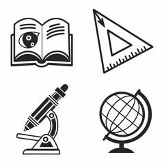 Fototapeta premium Back to school icons book globe microscope ruler