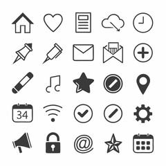 Professional hand drawn icon set, transparent background