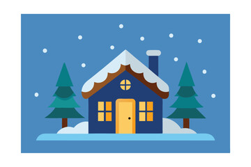 Fototapeta premium Cozy Winter Cabin A Snowy Escape in the Mountains