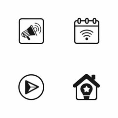 Professional black icon set with transparent background