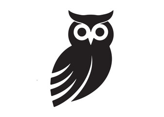 Cute brown owl cartoon vector illustration with big eyes and beak on white