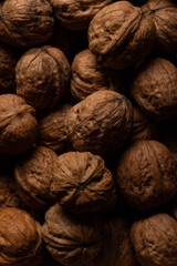 Close-up detail of walnuts picked from the walnut tree
