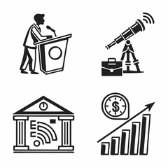 Professional business icons set isolated on white