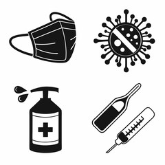 Medical icons set healthcare prevention virus protection