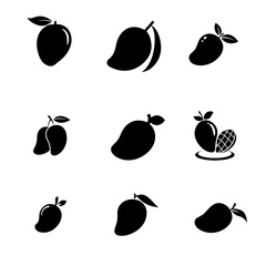 A set of black and white  Mango icon © Konika