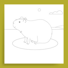 capybara in a hat coloring page
