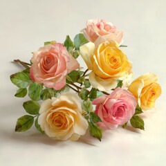Obraz premium Bouquet of roses displays soft pastel colors. Romantic floral arrangement, gift, love, beauty, bloom