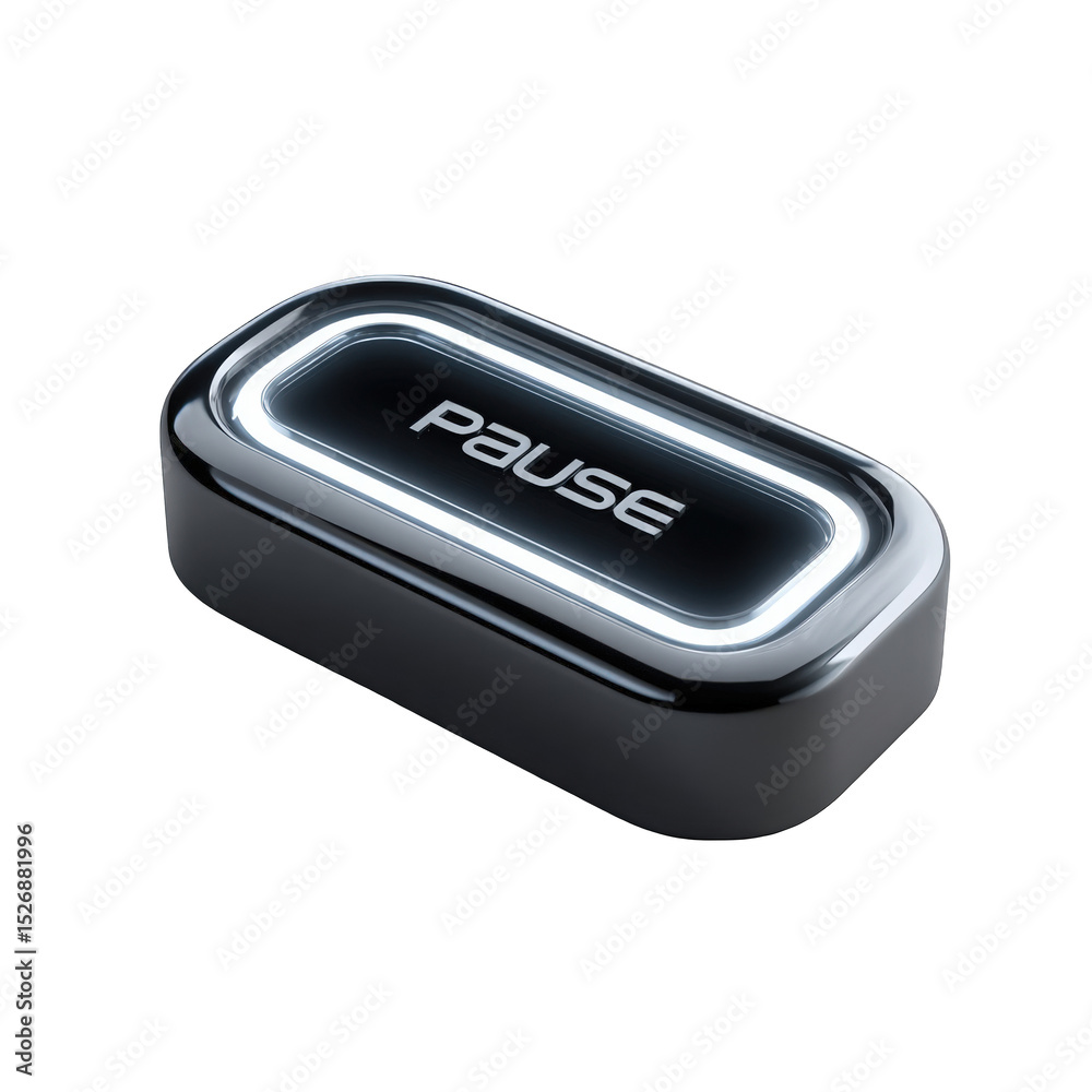 Aufkleber sleek modern illuminated pause button digital interface design technology element 3d render high res