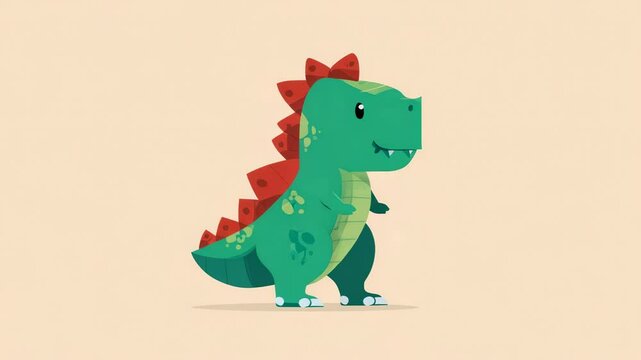 Cute dinosaur character walking playfully in an animated environment - Powered by Adobe