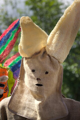 Masked Cucurucho with Twin-Horned Hat – Traditional Festival Costume in Buesaco, Nariño, Colombia
