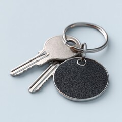 Keys and keychain laying on flat surface. Security access, property ownership, identity, personal belongings.