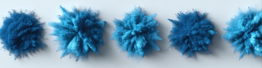 Blue powder explodes in air, creating dynamic patterns. Celebration, explosion, texture, color, and abstract designs showcase energy and movement.
