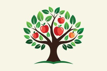 Obraz premium Lush Apple Tree Illustration A Vibrant Symbol of Growth and Abundance