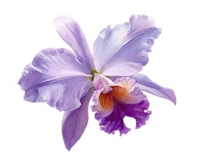 Watercolor Orchid Flower Illustration - Delicate Purple Petals and Artistic Detail on White Background (Botanical Art, Floral Design, Nature)
