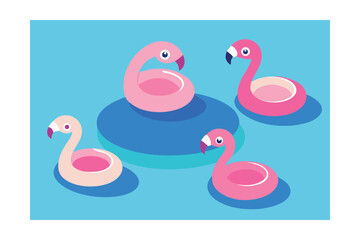 Summer Pool Party with Pink Flamingo
