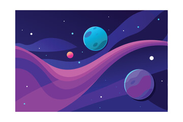 Purple Blue Space Nebula Stretching Across Sky Vector 
