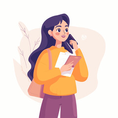 Busy Woman on the Phone: An illustration captures a focused woman, gracefully handling a phone conversation while reviewing important documents.