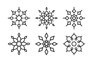 Set of Geometric Floral Icons – Mandala Style Vector Line Art