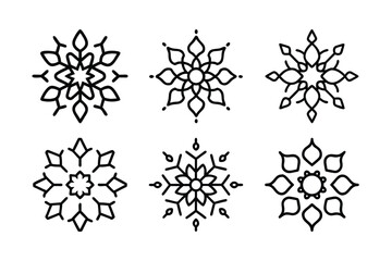 Set of Geometric Floral Icons – Mandala Style Vector Line Art
