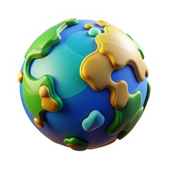Abstract 3d render of a colorful cartoon earth