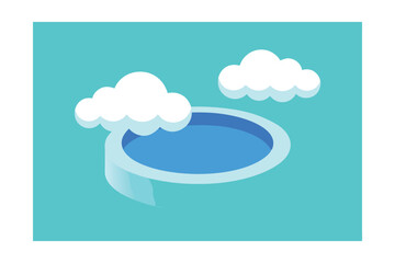 Surreal Pool Scene in the Clouds