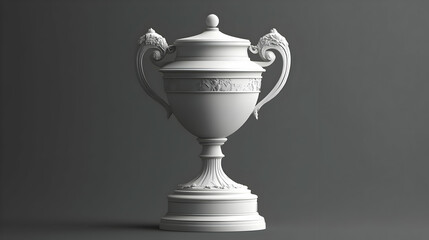 White Classic Trophy on Gray Background