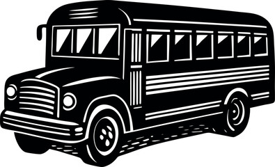 old School bus  silhouette vector on a transparent background