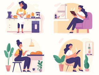 Daily moments illustration: An illustrated collection of daily activities and lifestyle. capturing the essence of everyday life.