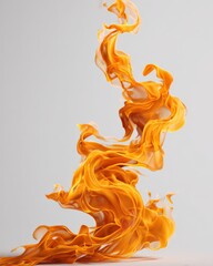 Abstract orange flame swirling dynamically in space. Conceptual design element, energy, fire, art, design.