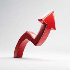 Red arrow indicates growth and success. Upward trending business, financial progress, positive direction, development