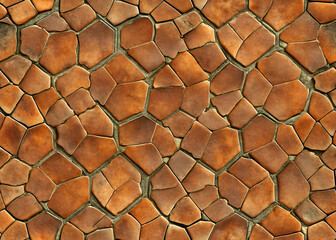 Terracotta mosaic tile pattern.
