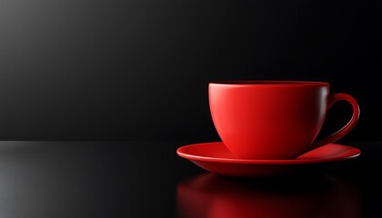 Coffee cup isolated on black background with light and shadow.