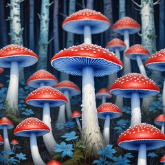 fungi red and blue