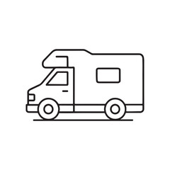 Camper Van Icon – Vector Illustration Ideal for Family Travel and Adventure
