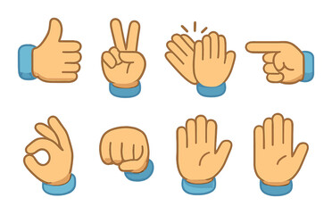 Hand gesture icons set &ndash; silhouette, signs and communication symbol graphics